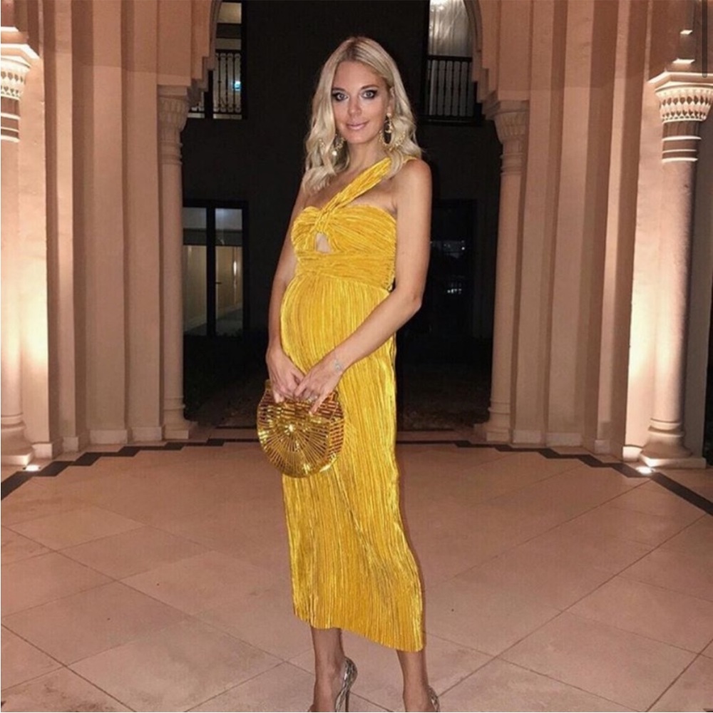 Alice McCall Power Lady Yellow One Shoulder Dress Midi